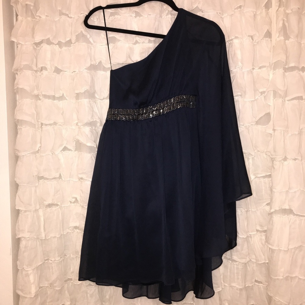 BCBG Max and Cleo Navy One Shoulder Dress - Sz 2